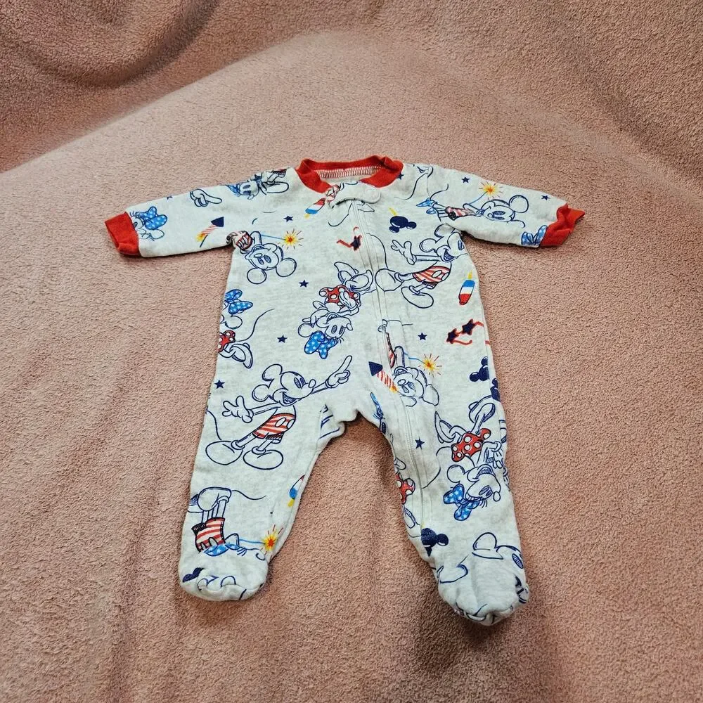 Disney Mickey Mouse Light Gray Footed Pajamas Size NB Americana